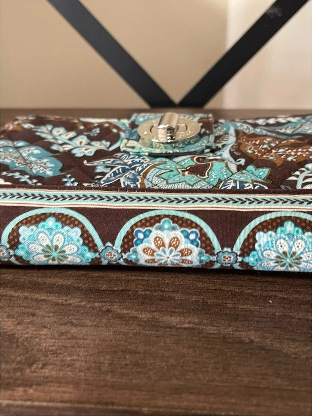 Vera Bradley Quilted Floral Print Wallet with Turn Lock Closure